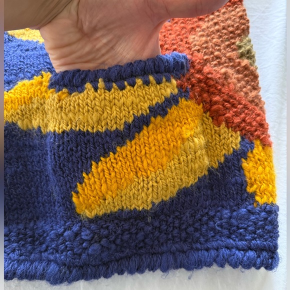 VINTAGE Express Tricot Sunflower Sweater granny bohemian eclectic grandpa boho - Picture 11 of 16